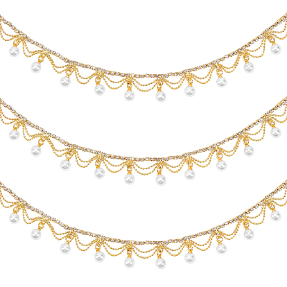 1 цепочки для чашек из латуни со стразами, цепочки с кисточками из страз, для изготовления костюмов, с имитацией жемчуга