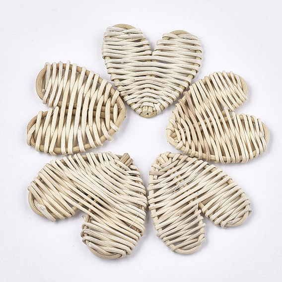 Тростниковые тростниковые / ротанговые бусы ручной работы, для изготовления соломенных сережек и ожерелий, нет отверстий / незавершенного, сердце