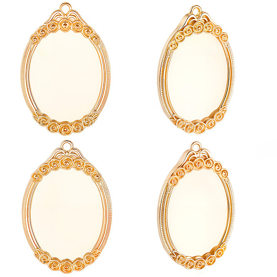 4шт. латунные подвески-кабошоны, долговечная тарелка, овальные