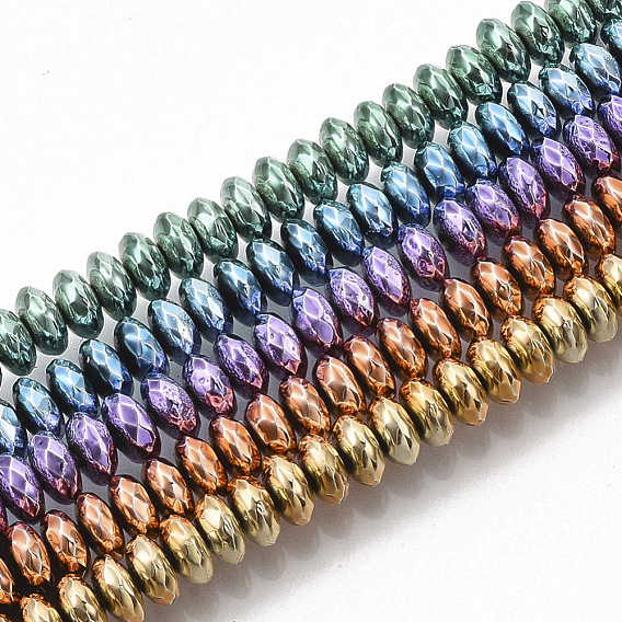 Electroplated Non-magnetic Synthetic Hematite Beads Strands, Faceted, Rondelle