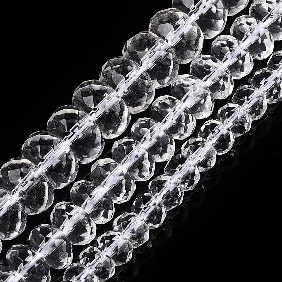 Прозрачные стеклянные бусины, граненые, рондель