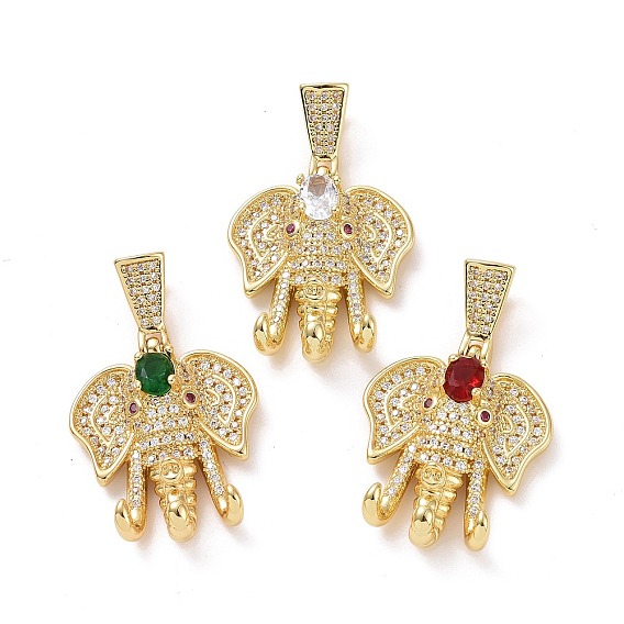 Латунные микро проложить кубического циркония подвески, без кадмия и без свинца, Слон прелести, золотые