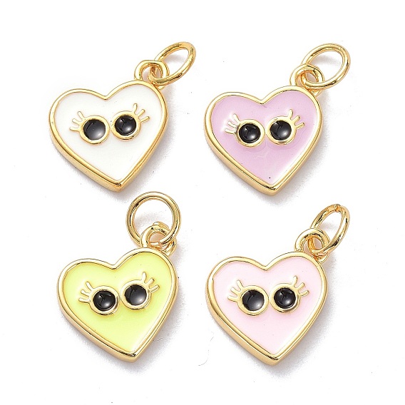 Настоящие золотые латунные эмалевые брелоки 18 k, с прыжковых колец, долговечный, Сердце с глаз