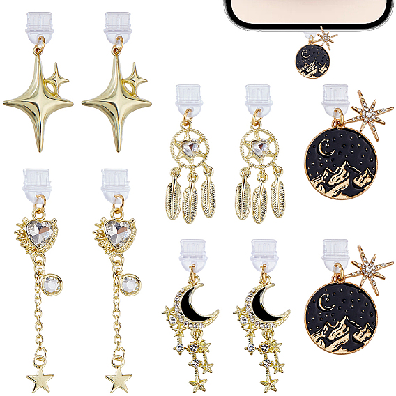 10шт 5 стиль пластиковые мобильные пылезащитные заглушки, Сплав с подвесками, разнообразные