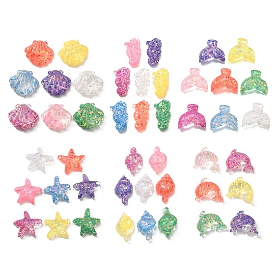 Прозрачные морские организмы смоляные кабошоны, с блестка