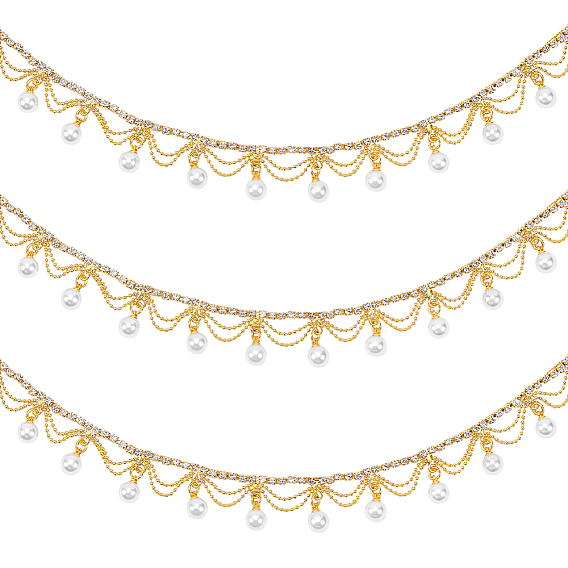 1 цепочки для чашек из латуни со стразами, цепочки с кисточками из страз, для изготовления костюмов, с имитацией жемчуга