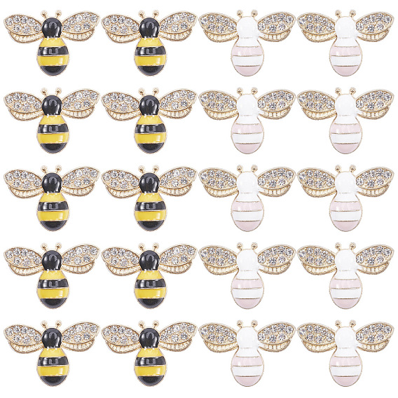 Сплав эмали кабошоны, с кристально горный хрусталь, Пчелы, золотой свет