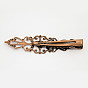 Iron Flat Alligator Hair Clip Findings, with Brass Tray, 56.5x16x10mm