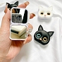 3D Cat Head Folding 2-Sided Makeup Mirror Phone Holder, Pupils Kitten Resin Cell Phone Holder, for Women & Girls