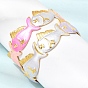 Ocean 304 Stainless Steel Enamel Fish Open Cuff Bangles for Women, Golden, PVD Vacuum Plating