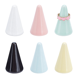 6pcs 6 couleurs présentoirs à bagues en émail vitreux en forme de cône, pour présentoirs à bagues