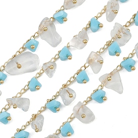 Латунные звенья цепи, со стеклом, долговечный, стойки покрытие, без свинца и без кадмия, несварные, ручной работы из бисера цепи