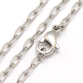 Trendy Unisex 304 Stainless Steel Cable Chain Necklaces, with Lobster Clasps