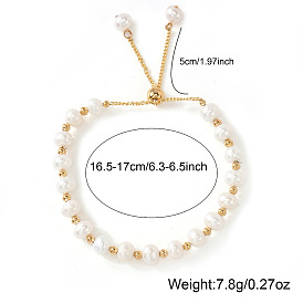 Женские браслеты-слайдеры из натурального жемчуга и золотых бусин.