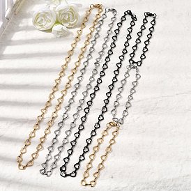 304 Набор украшений из браслета и ожерелья из нержавеющей стали с цепочкой в форме сердца, с карабин-лобстерами 