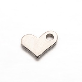 304 Stainless Steel Heart Charms, Chain Extender Teardrop, 8.5x6.5x1mm, Hole: 1.5mm