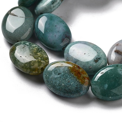 Natural Indian Agate Beads Strands, Flat Oval