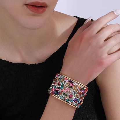 Железные браслеты-манжеты со стразами для женщин, с кварцевым резонатором