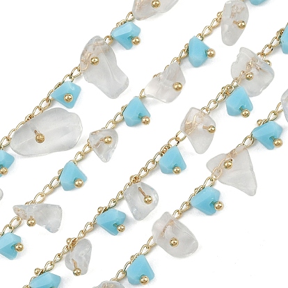 Латунные звенья цепи, со стеклом, долговечный, стойки покрытие, без свинца и без кадмия, несварные, ручной работы из бисера цепи