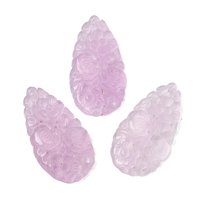 Подвески из натурального кварца с резьбой, слезинки, окрашенные