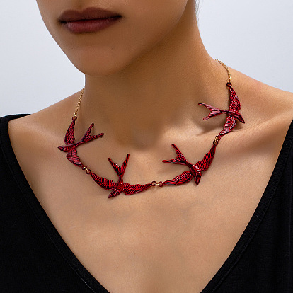 Цепочки из сплава с эмалированными звеньями, кабель ожерелья цепи, глотать, золотые