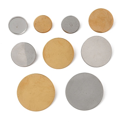 Оправы для брошей-кабошонов, 304 нержавеющая сталь плоская круглая, ювелирные аксессуары своими руками