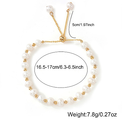 Женские браслеты-слайдеры из натурального жемчуга и золотых бусин.