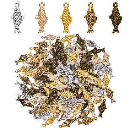 150 шт 5 цвета подвески из сплава в тибетском стиле, ювелирные подвески, рыба