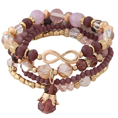 Stylish 8-shaped Crystal Beaded Bracelet with Pendant Jewelry