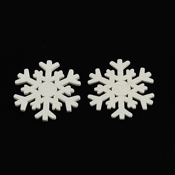Dyed Snowflake Wood Cabochons