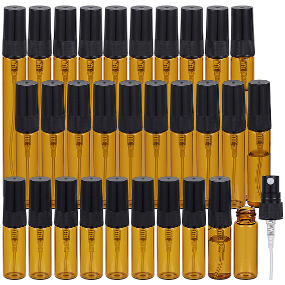 30Pcs 3 Styles Glass Sample Perfume Spray Bottles, with Plastic Cap, Travel Fine Mist Atomizer, Refillable Bottle, Column