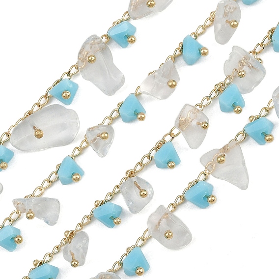 Латунные звенья цепи, со стеклом, долговечный, стойки покрытие, без свинца и без кадмия, несварные, ручной работы из бисера цепи