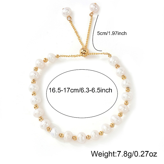 Женские браслеты-слайдеры из натурального жемчуга и золотых бусин.