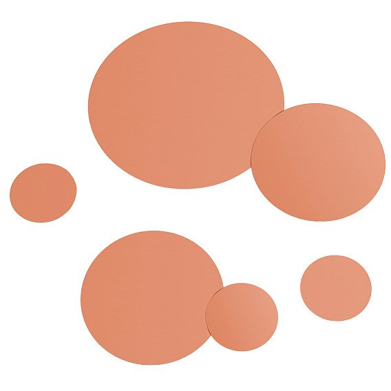 6шт. 3 стили медных листов, плоско-круглые