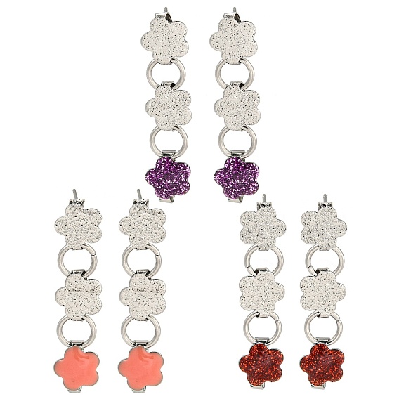 304 серьги из нержавеющей стали эмаль, для женщин, цветок, цвет нержавеющей стали