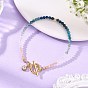 Gradient Natural Mixed Stone Faceted Round Beaded Bracelets, with 304 Stainless Steel OT Clasps, Golden