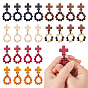 24 Stück 6 Farben Holzkreuz & runde Perlen Fingerringe, mit Polyesterschnur