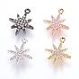 Brass Micro Pave Cubic Zirconia Charms, FLower