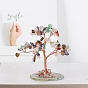 Natural Gemstone Tree of Life Feng Shui Ornaments, with Agate Slice Base, Home Display Decorations