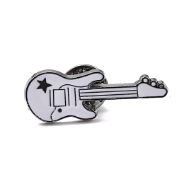 Гитарная эмалированная булавка, значок сплава музыкальных инструментов для рюкзака одежды, металлический черный 