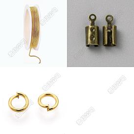 DIY Necklace/Bracelet Jewelry Kits, Including Brass Snake Chains, Iron Folding Crimp Ends, Zinc Alloy Lobster Claw Clasps and Open Jump Rings