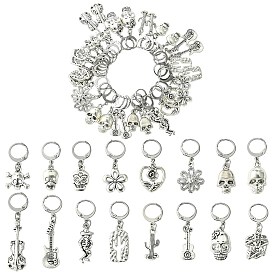 32шт 16 стиль сплав подвеска запирающиеся маркеры стежков, с 304 серьгами из нержавеющей стали