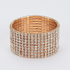 Sparkling Double Row Elastic Water Diamond Bracelet for Women
