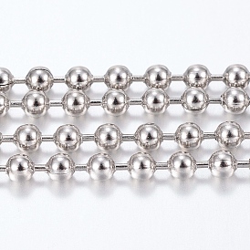 Vacuum Plating 304 Stainless Steel Ball Chains, with Spool, Round