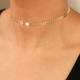 Chic Pearl Collarbone Necklace with Airplane Pendant - Fashionable and Unique Jewelry
