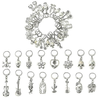 32шт 16 стиль сплав подвеска запирающиеся маркеры стежков, с 304 серьгами из нержавеющей стали