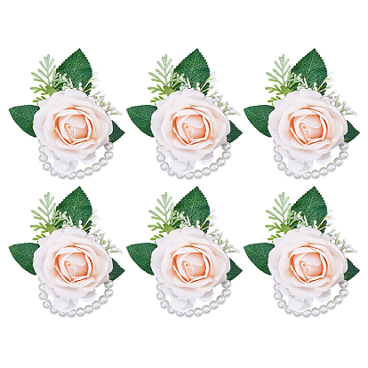 6 шт. искусственных тканевых цветочных бутоньерок на запястье, для свадьбы, партийные украшения