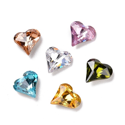 Cubic Zirconia Cabochons Cabochons, Pointed Back & Back Plated, Heart