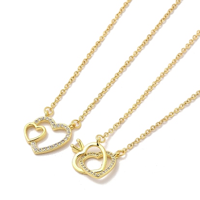 304 подвесные из нержавеющей стали ожерелья, ожерелья с подвесками из латуни с прозрачным кубическим цирконием и микропаве