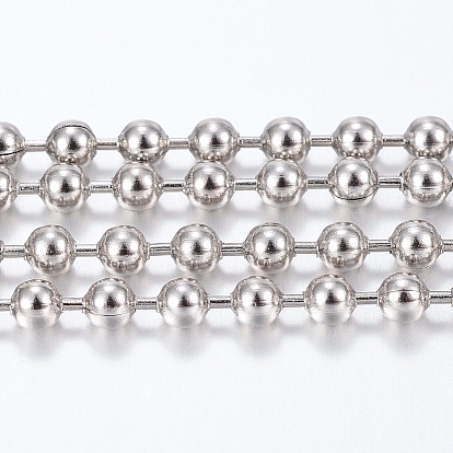 Vacuum Plating 304 Stainless Steel Ball Chains, with Spool, Round